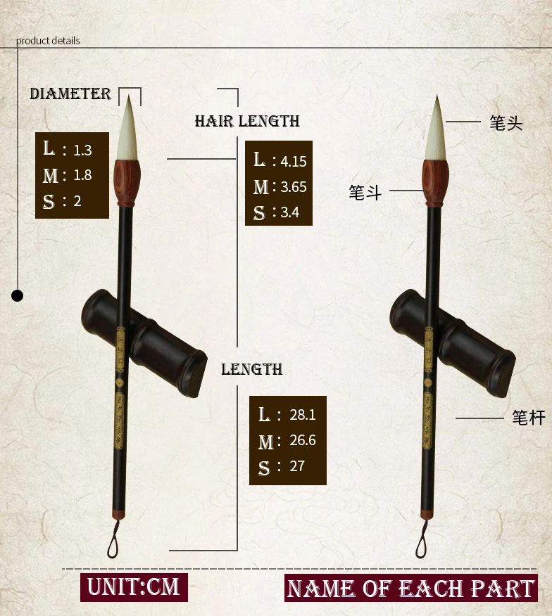 Weasel Hair Multiple Hairs Writing Brush Calligraphy Painting Beginner Stationery Supplies