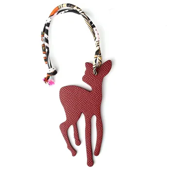 

Famous Brand Silk Custom Made Handmade Real Genuine Leather Cute Deer Keychain Animal Seahorse Women Bag Charm Backpack Pendant