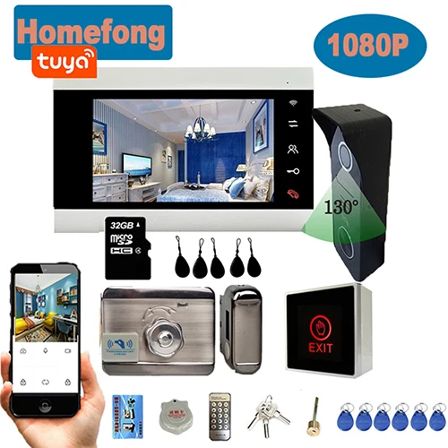 intercom with screen Homefong 7 Inch Wifi Doorbell  Camera Wireless Video Intercom Wireless Home Phone System Electronic Lock Remote Unlock Talk IR video intercom indoor station