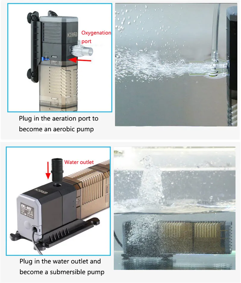 3 в 1 7 Вт/8 Вт/20 Вт/25 Вт внутренний фильтр для аквариума воздушный насос аквариума фильтр увеличение кислорода воздуха