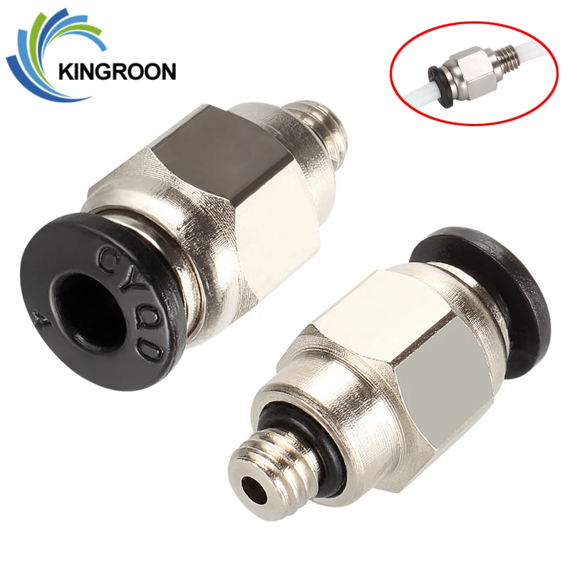 

KINGROON 2pcs PC4-M5 M6 Pneumatic Connector OD 4mm Thread M5 M6 Air Fittings For Hotend Extruder 2*4mm PTFE tube 3D Printer Part