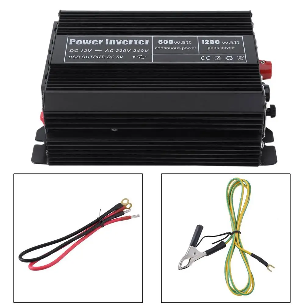 

DC 12V To AC 220V-240V 600W Home Transformer Pure Sine Wave Inverter Inverter Mains Power Converter Car Power Voltage Converter