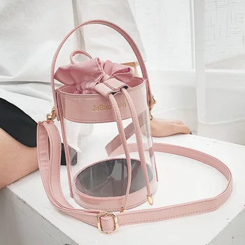 

Ins Transparent Package Woman 2019 Season Concise All-match Tide Single Shoulder Messenger Cylinder Package