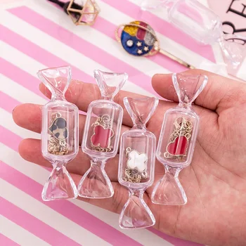 

1PCS Cute Teen Girls Candy Shape Transparent MakeUp Storage Box Mini Portable Jewelry Ring Box Travel Cosmetic Case Organizer
