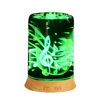 

100ML 3D Musical Notes Effect Glass Light Ultra-Quiet Ultrasonic Air Humidifier Aromatherapy Diffuser for Home Office Gift