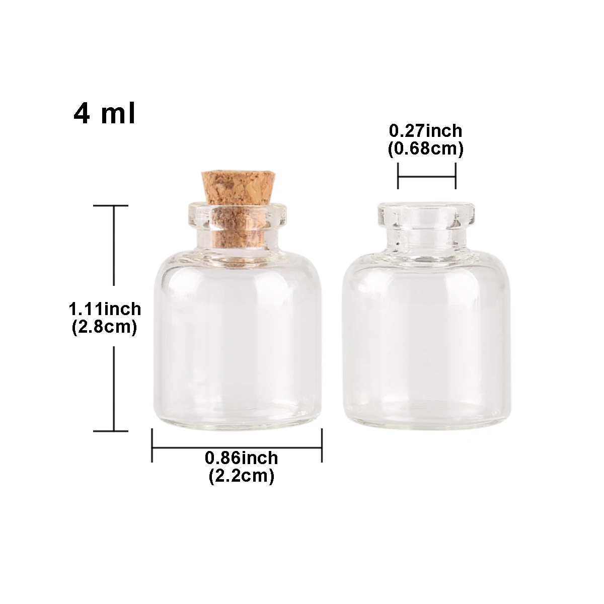 wholesale 100 pieces 4ml 22*28mm Glass Bottles with Cork Stopper Mini Glass Jars Glass Vials for DIY Crafts Gift 2