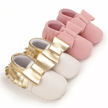 

2020 PU Suede Leather Newborn Baby Moccasins Shoes Soft Soled Non-slip Crib First Walker For girls boys