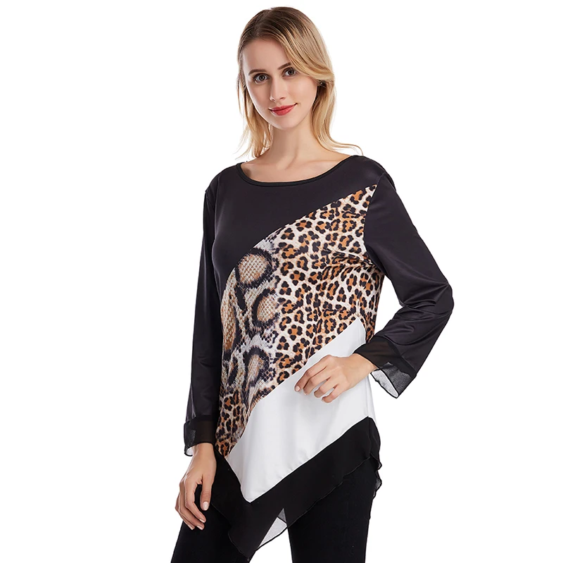 Новая Осенняя Женская свободная рубашка с вырезом лодочкой и длинным рукавом с цветными блоками и большим подолом, модные женские футболки