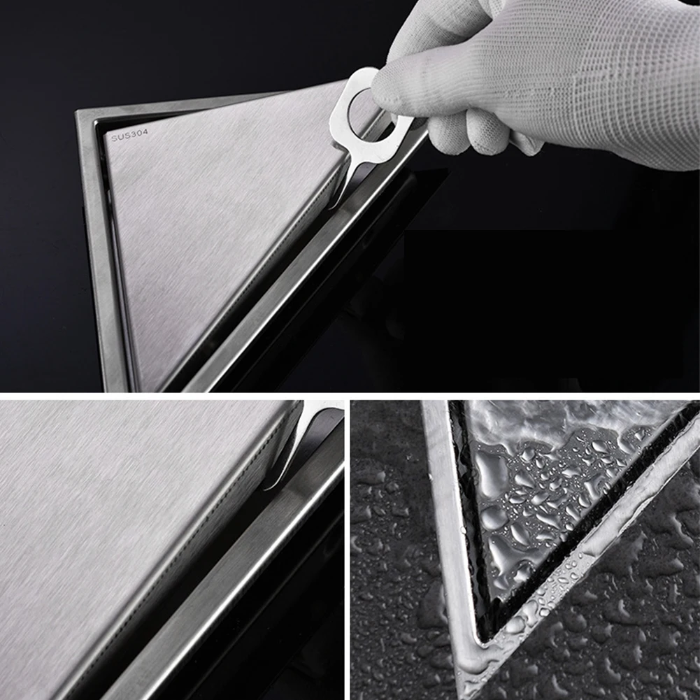 Kitchen Clean Bathroom Deodorant Durable Invisible Shower Triangle Floor Drain Strainer Hair Catcher Stainless Steel Stopper