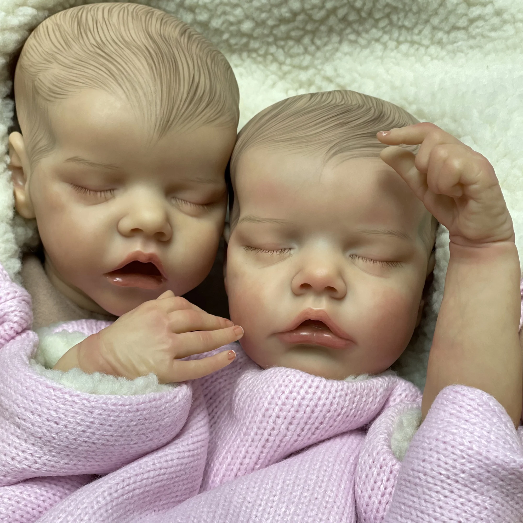 Reborn Poup?�es Bebe Reborn Jumeaux Soeur Dormir Fille Yeux Ferm?�s Renascida Boneca G??meos Irm?� 