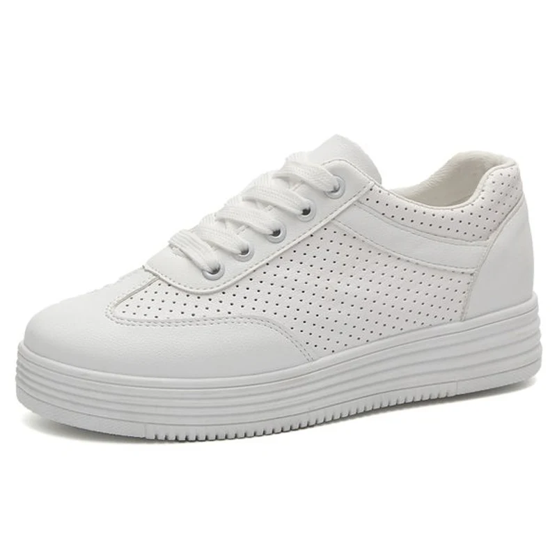 Обувь для тенниса; женские спортивные кроссовки, увеличивающие рост; дышащие женские кроссовки; Zapatillas; Deportiva Tenis; женская прогулочная обувь для взрослых - Цвет: Белый