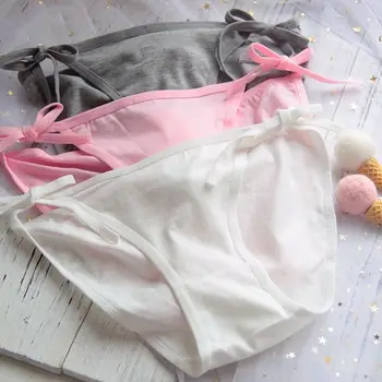 

Little Rabbit Tail Cotton Briefs Sexy Women Side Tie Close Panties Cute