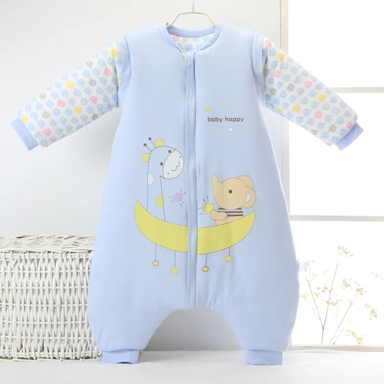 HereNice/спальный мешок для маленьких детей; плотный теплый спальный мешок для малышей; зимняя одежда для сна - Цвет: Небесно-голубой