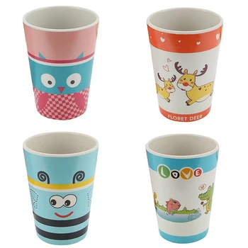 

8 ColorsEnvironmental Protection Children's Water Cup Kids Non-slip Cartoon Baby Feeding Mug Bamboo Fiber