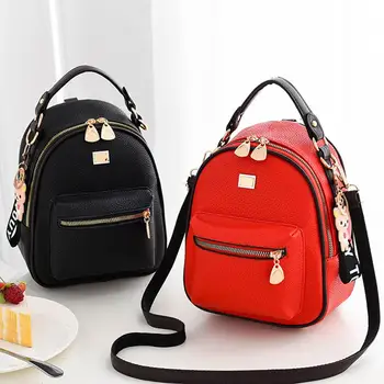 

202 Women PU Leather Shoulder Bag Teenage Girls Kids Multi-Function Small Female Ladies School SOILD color free shipping