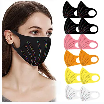 

12PCS Adult Shiny Rhinestones Face Mask Washable Reusable Mouth Mask Anti-spitting Protective Mask for face Mascarillas Masque