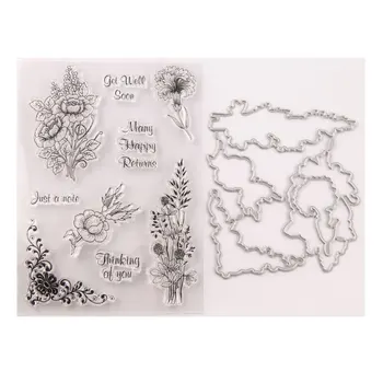 

KLJUYP Bouquet Transparent Clear Silicone Stamp Cutting Dies Set for DIY scrapbooking/photo album Decorative