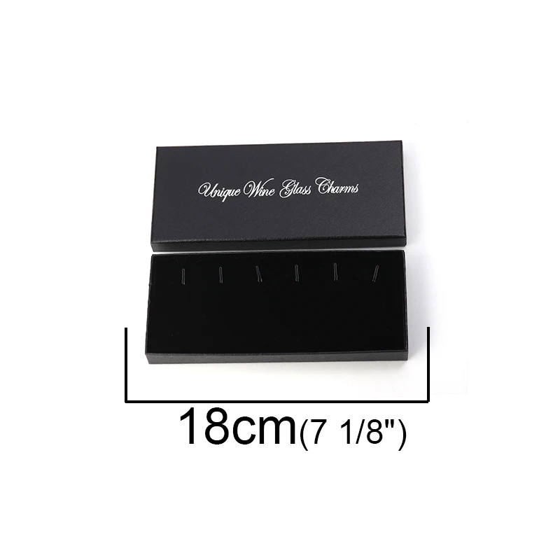 Doreen Box Paper &amp Velvet Jewelry Gift Boxes Rectangle Black Message Pattern Packing Package 18cm x 8cm 1 Piece | Украшения и