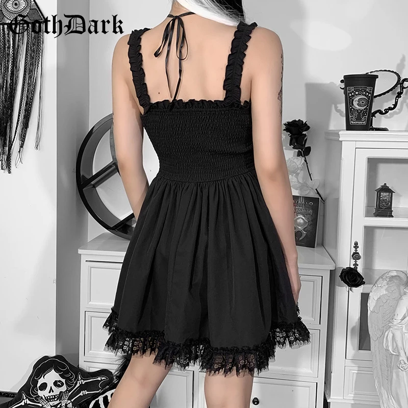 Goth Dark Mall Gothic Bandage Harajuku White Dresses Lolita Kwaii Black Women Sexy Mini Dress Lace Puff Sleeve Bodycon Partywear bridal shops near me