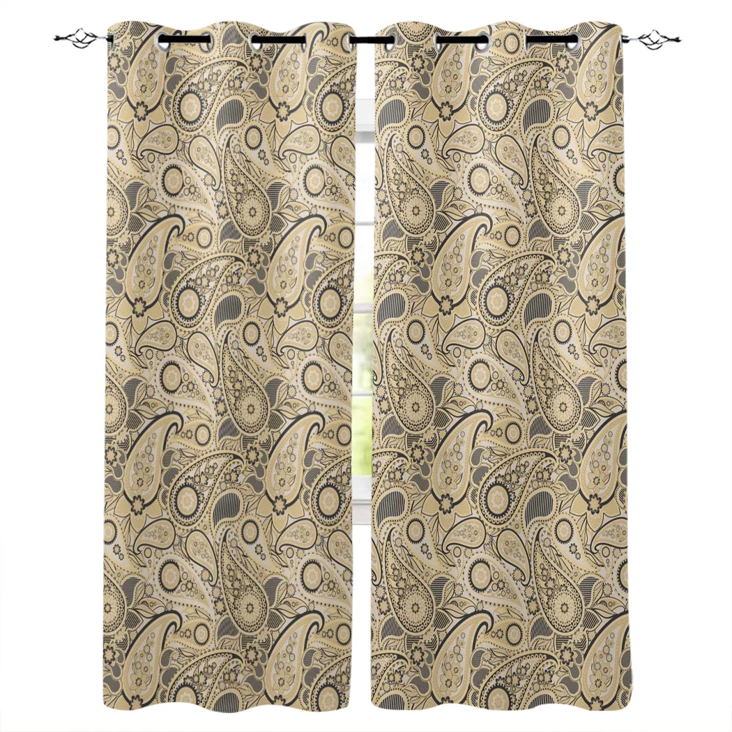 

Mandala Pattern Yellow Curtains Window Living Room Curtains High Blackout Curtain Thick