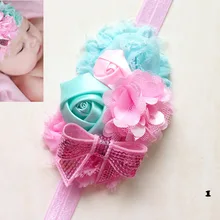 Стиль, европейский и американский стиль, детская лента для волос с розовыми бутонами, лента для волос с блестками и бантом для фотосессии Cf331