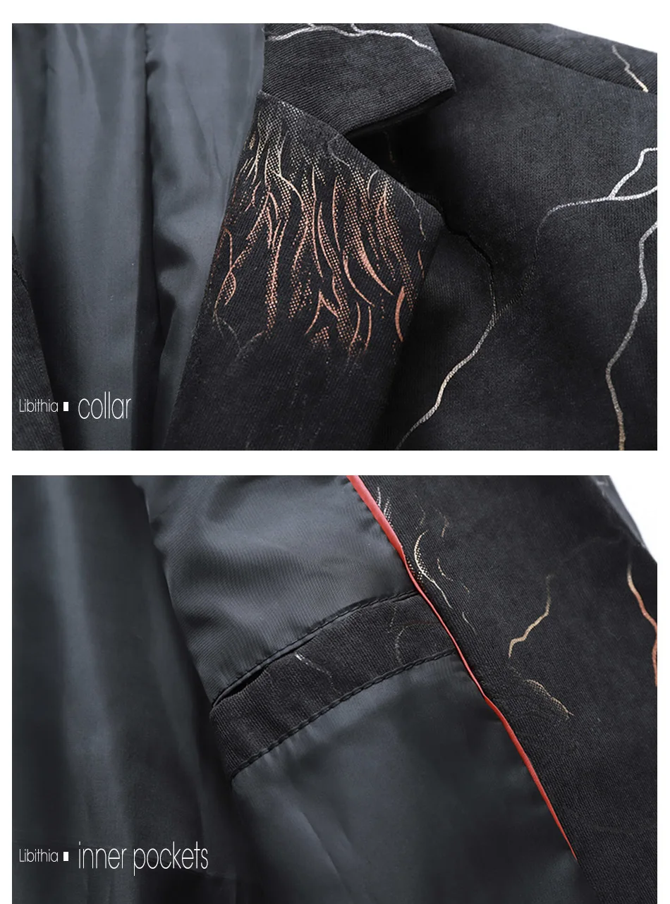 Libithia Мужчины повседневные блейзеры пальто одна кнопка Slim Fit Куртки для мужской, большого размера M-6XL одежда мужской черный темно-синий Blazzer A101
