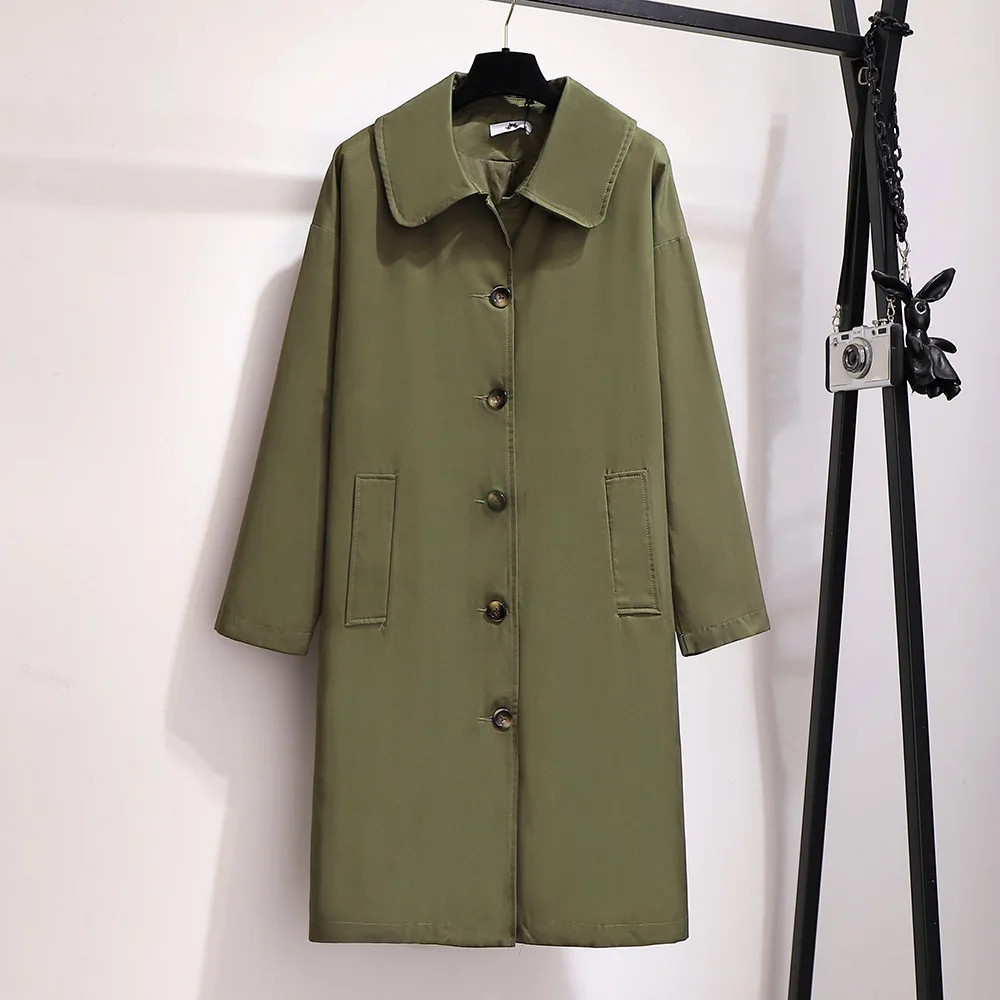 Армейский зеленый 2XL~ 6XL, западный стиль, однобортный плащ,, отложной воротник, пальто с длинными рукавами, ветровка, одноцветные Топы B689 - Цвет: Армейский зеленый