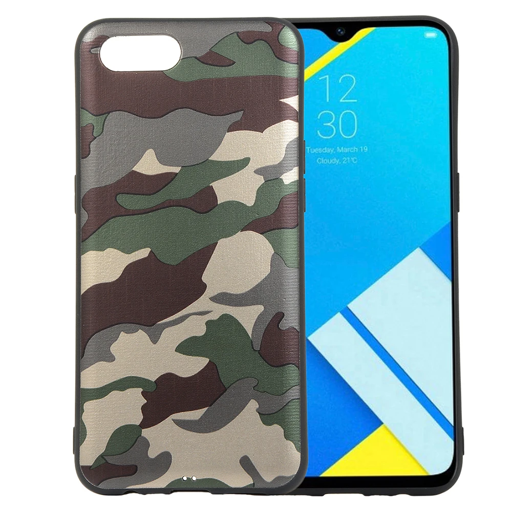 Модный камуфляжный чехол для телефона OPPO F11 Pro A7 F7 F9 Realme 3 C2 s army green Мягкая