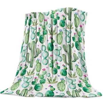 

Cactus Printed Soft Fleece Blankets Warm Sofa Bed Sheets