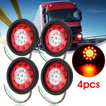 

2/4pcs 12V 24V Round Trailer LED Tail Lights Rear Brake Tail Stop Light Turn Signal Indicator Lamps For Truck Lorry RV