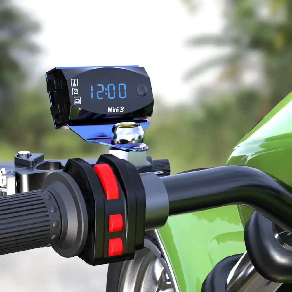 

Moto Accessories Mini quadrilateral liquid crystal digital display hygrometer temperature sensor smart motorcycle thermometer