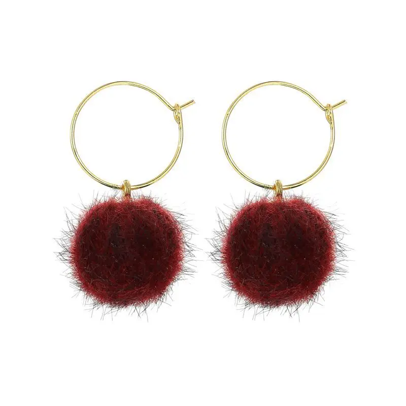 

Hair Ball Metal Dangle Earring Simple Cute Fashion Plush Ball Drop Earrings For Women Girls Pendant Ball Party Jewelry Bijoux