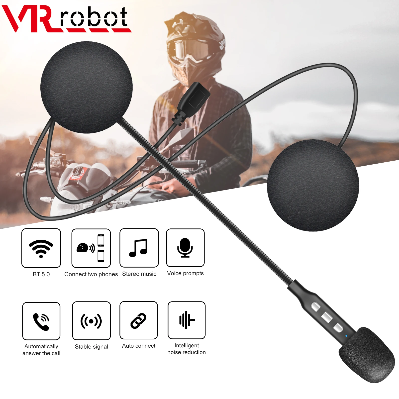 

VR robot Motorcycle Helmet Headphones Bluetooth 5.0 Moto Stereo Music Headset Wireless Handsfree Earphone support Siri