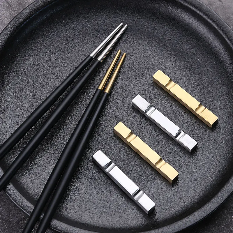 Sushi Chopsticks Set Stainless Steel Chop Sticks Tableware Silver Gold Rest Japanese Korean Drop Shipping | Дом и сад