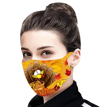 

1Pcs Adults Happy Thanksgiving Turkey Prints Protection Face Mask Washable Earloop Dustproof Face Mask mascarillas reutilizable