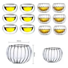 50 мл 6 шт./компл. двухслойная стеклянная чашка прозрачная термостойкая двухслойная кружка чашка для воды китайский чайный набор кунгфу Чайный сервиз набор