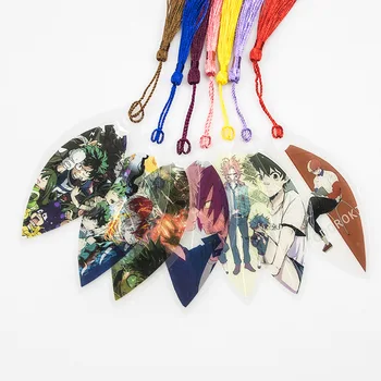 

Japanese Anime My Hero Academia Leaf Shape Bookmarks Waterproof Transparent PVC Plastic Bookmark Beautiful Book Marks Gift