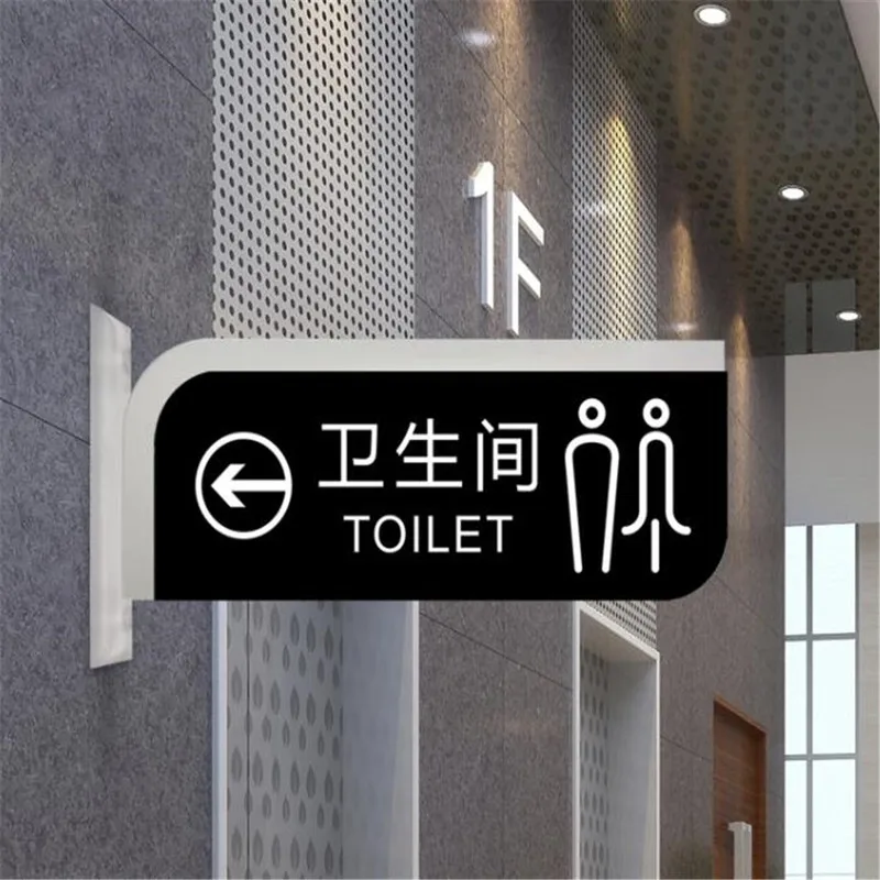 

Side Mount Toilet Sign Doorplate Acrylic Wc Signs Door Sticker Left Right Arrows Tips Guide Men Women Plaque 3D Signage Number