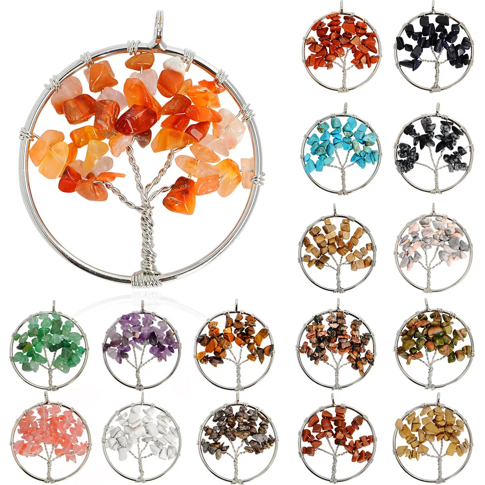 

Liste&Luke Rainbow 7 Chakra Tree Of Life Pendant Necklace Crystal Natural Stone Wisdom Life Tree Necklace Women Christmas Gift