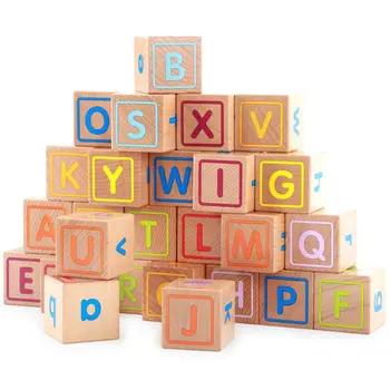 

Wooden ABC Blocks Building Games Extra-Large 26 PCS Alphabet Letters Block Set Montessori Educational Toys for Kids Toddlers