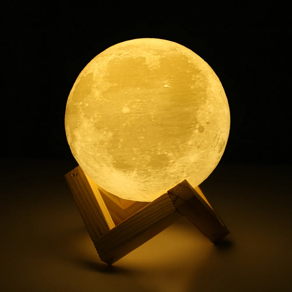 3d принт ночной Светильник СВЕТОДИОДНЫЙ лунный светильник перезаряжаемый 3 цвета сенсорный выключатель подарок на год для украшения спальни Прямая поставка