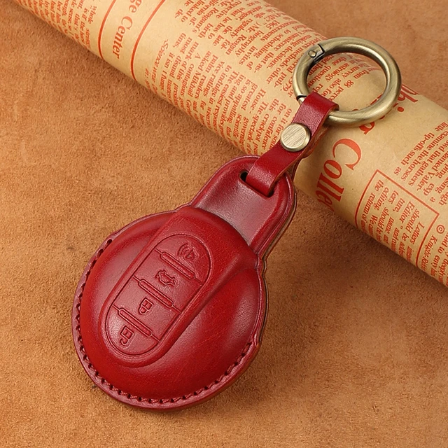 Suitable for b m w mini car key cover mini key case minicooper handmade  leather car keychain - AliExpress