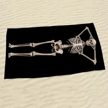 3D печатные полотенца, Череп Скелет черная ванна/Микрофибра для взрослых толстое Спортивное мужское/женское пляжное полотенце для ванной на открытом воздухе спортивное полотенце s