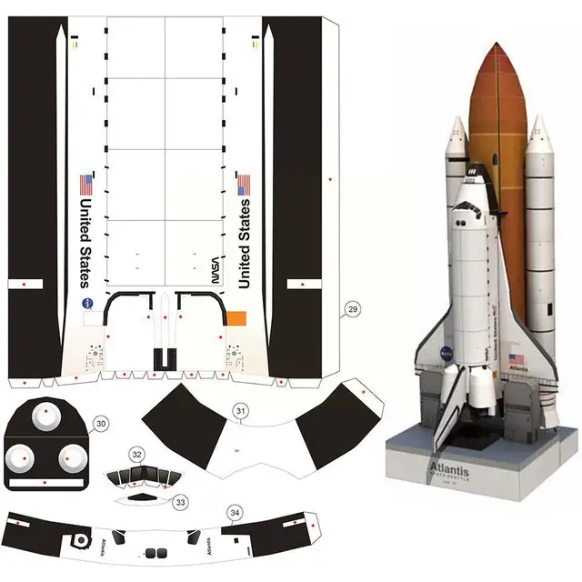 3D Paper Card Space Shuttle Space Rocket Model DIY Sets For Children Toys Model Toy Presents Construction Educational Build H9G5 4