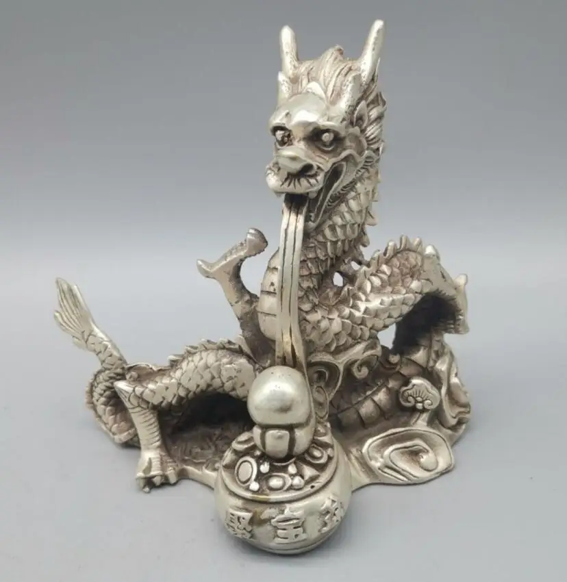 

Китайская Статуя Дракона из белой меди