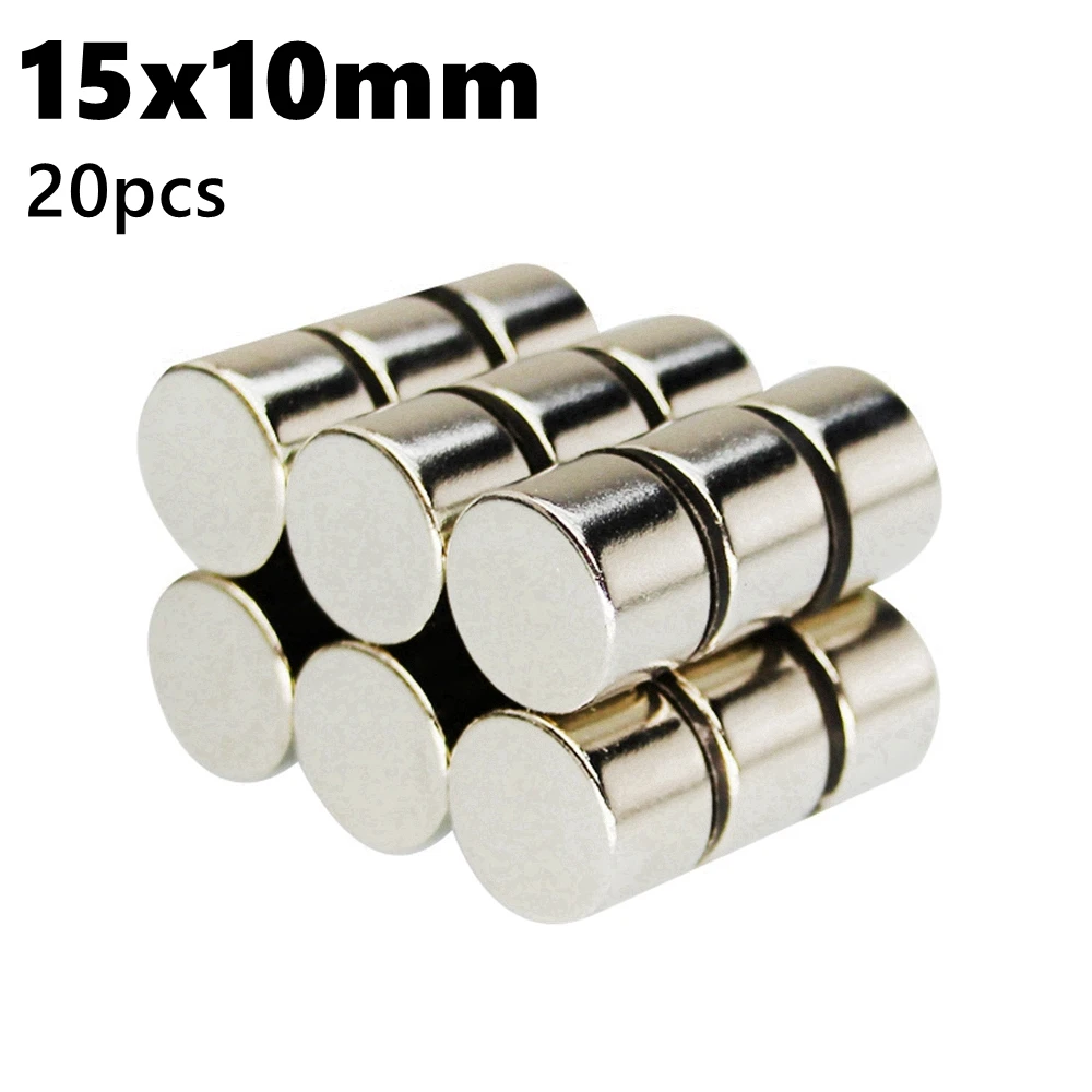 Powerful Magnetic Cylinder Magnets Disc 15mm x 10mm Round NdFeB N35 20pcs 15*10 Rare Earth Imanes Strong Neodymium Magnet