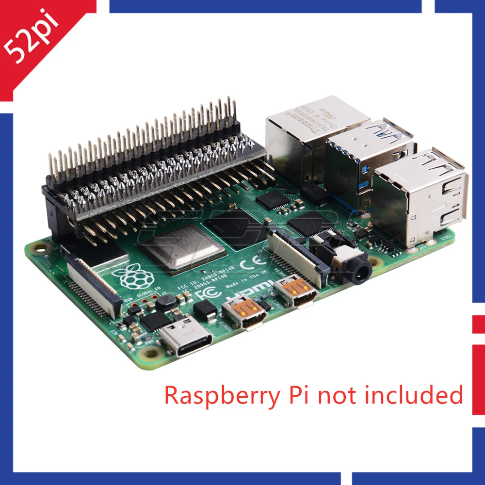 

52Pi GPIO Edge Extension Header 40-Pin Board for Raspberry Pi 4B / 3B+ / 3B / Zero W / Zero