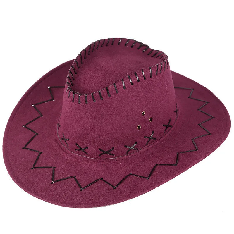 Classical Unisex Leather Cowboy Hats Women Men Big Brim Western Cowboy Hat For Dad Gentleman Lady Sombrero Hombre Jazz Caps