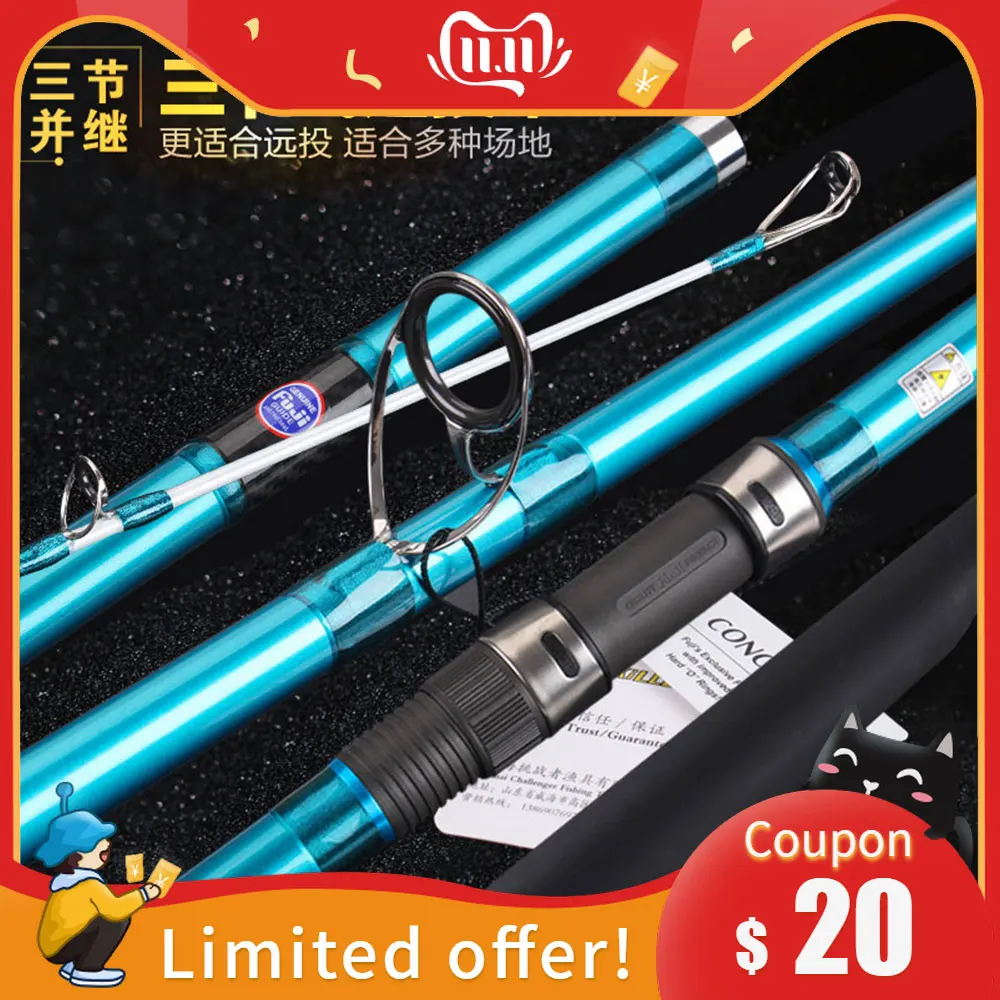 

Fishing Rod Lurekiller Brand Japan Quality Full Fuji Surf Rod 4.05M high carbon 3 Sections 100-250G Surf casting rods