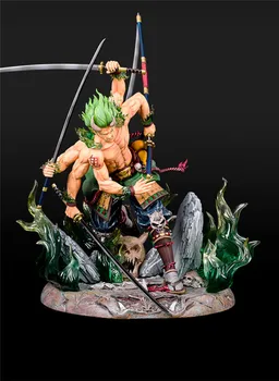 

[Funny] One Piece The Straw Hat Pirates Roronoa Zoro Santoryu Scenes Statue action figure PVC toy Collection model child gift